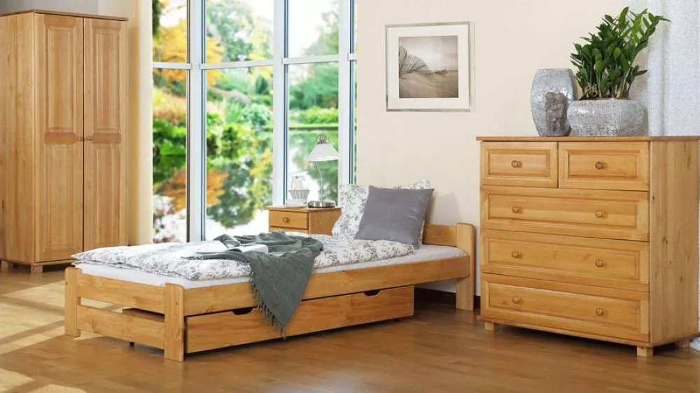 Gulta Niwa ar stelāžu Guļamvietas platums: 90 cm, Guļamvietas garums: 200 cm, · Alksnis · 98 × 207 × 50 cm