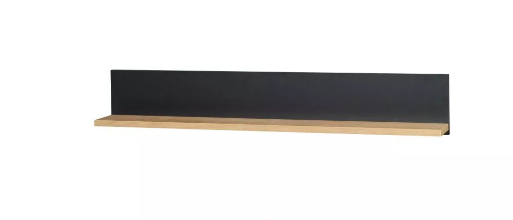 Plaukts John 10 · Ozols lefkas + melns · 120 × 20 × 18 cm