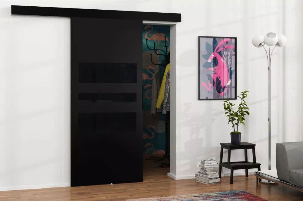 Bīdāmās durvis Malibu M-1 · Melns · 86 × 205 cm