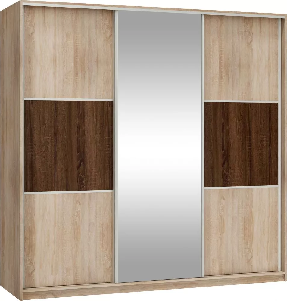 Skapis Rico L220D · Sonoma + šokolādes sonoma · 220 × 65 × 216 cm