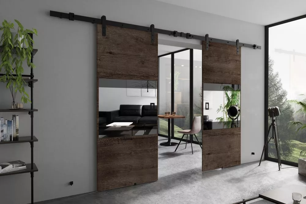 Bīdāmās durvis Mia Loft Duo · Tumšais osis · 212 × 205 cm