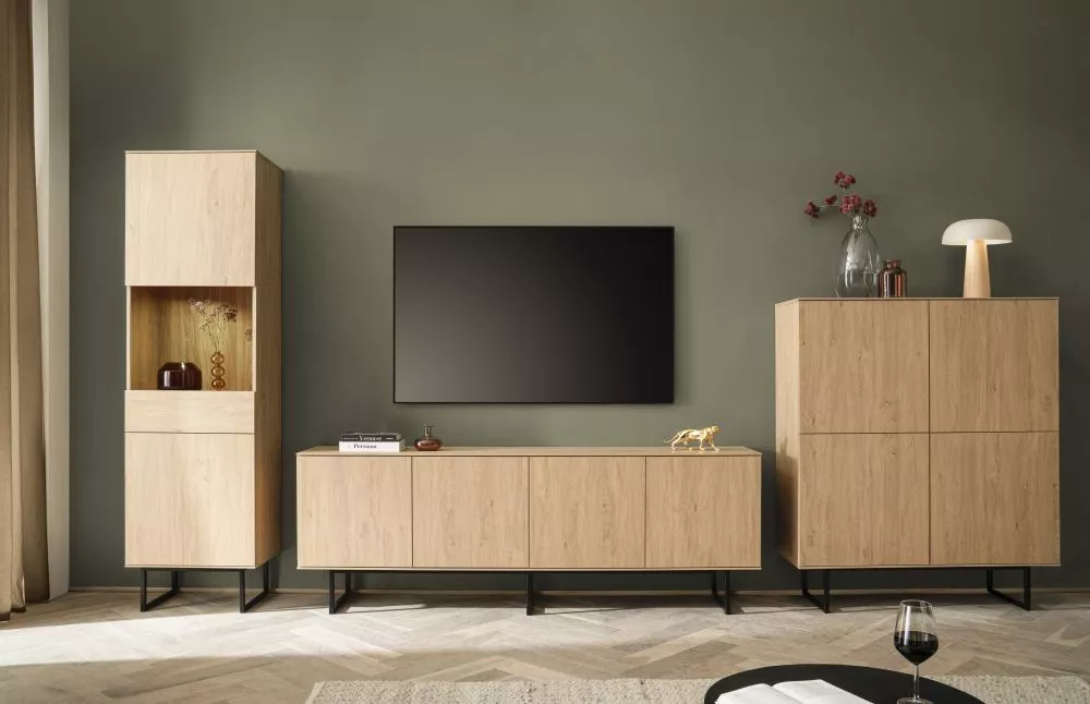 Komplekts Kalmar Set ar LED · Gaišais ozols · 403 × 40 × 200 cm