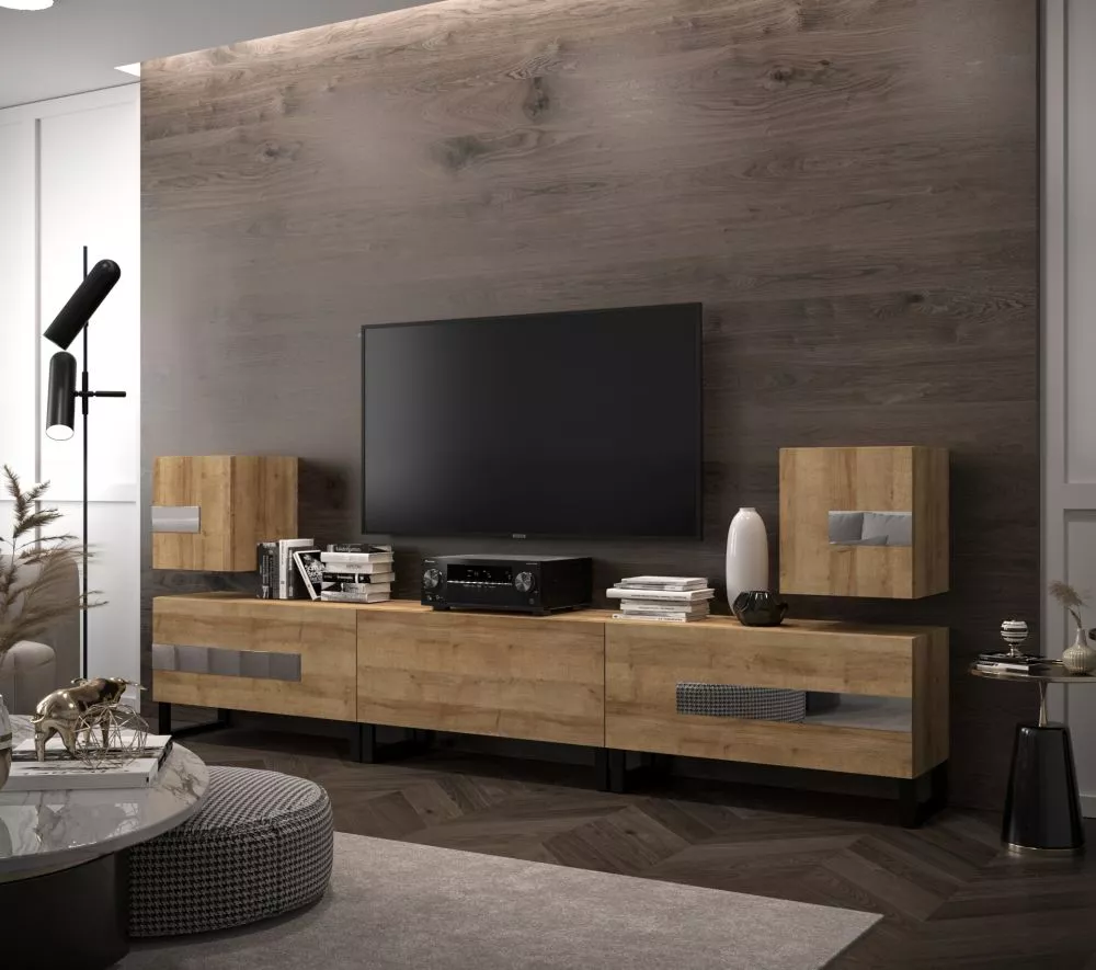 Sekcija New Concept C97 · Zelta ozols · 273 × 35 × 100 cm