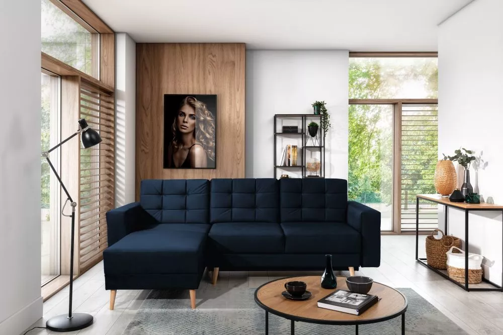 Dīvāns Asgard L Premium standard · Tumši zils · 162 × 250 × 87 cm