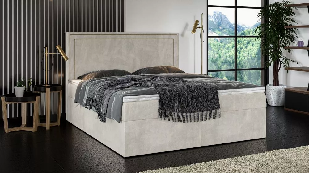 Gulta Quarto Boxspring Standard Guļamvietas platums: 160 cm, Guļamvietas garums: 200 cm, · Gaiši bēšs · 160 × 207 × 118 