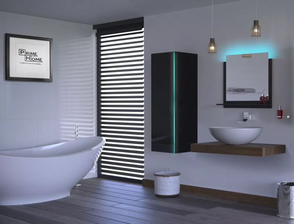 Vannas istabas komplekts Alius 9 ar LED · Melns · 110 × 30 cm