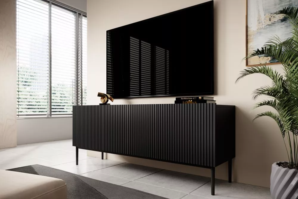 TV tumba Nicole RTV 150 2K1SZ Black · Melns · 150 × 45 × 53 cm