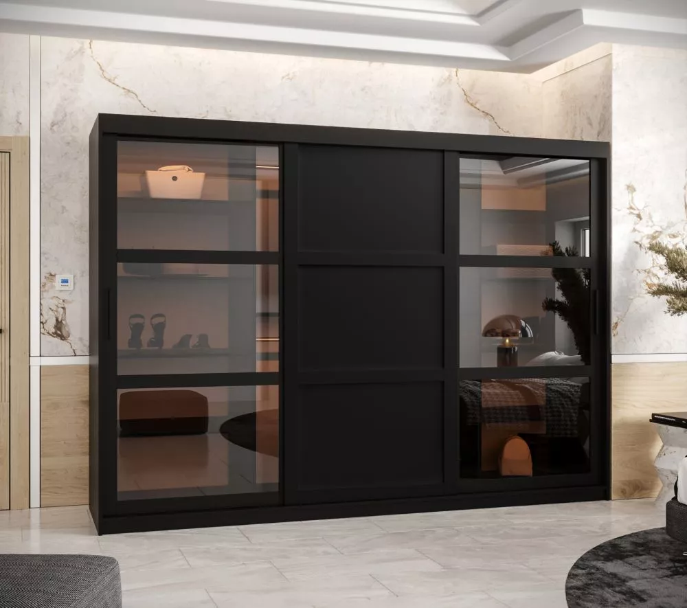 Skapis Dome 3 ar LED · Melns · 250 × 62 × 200 cm