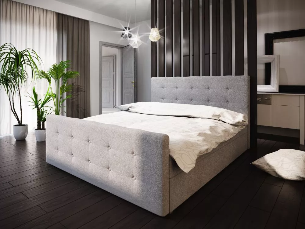 Gulta Milano 1 Boxspring Standard Guļamvietas platums: 180 cm, Guļamvietas garums: 200 cm, · Pelēks · 185 × 216 × 106 cm
