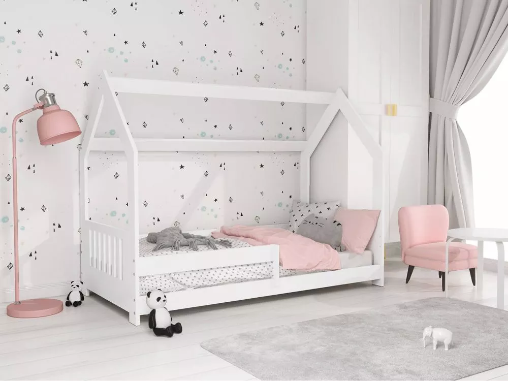 Bērnu gulta Domek D5-E ar stelāžu Guļamvietas platums: 80 cm, Guļamvietas garums: 160 cm, · 87 × 164 × 124 cm