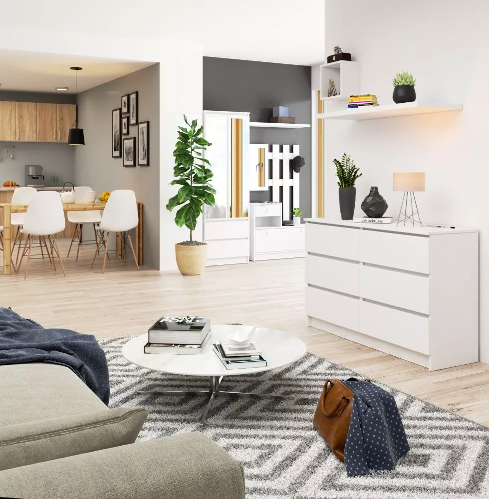 Kumode K-120 6 · Balts · 120 × 40 × 77 cm