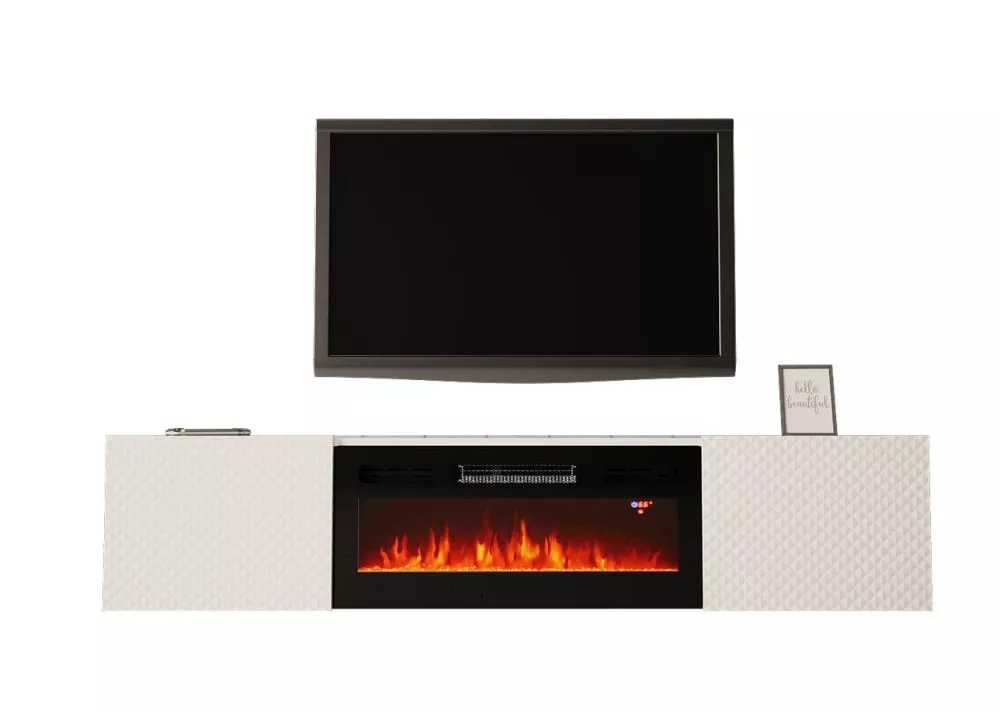 TV tumba Coal 180 ar kamīnu · Balts · 180 × 35 × 37.30 cm