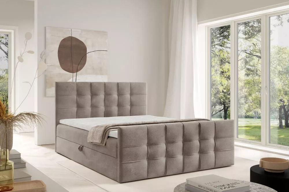 Gulta Top 1 Lux Boxspring Standard Guļamvietas platums: 120 cm, Guļamvietas garums: 200 cm, · Kapučino · 124 × 213 × 103