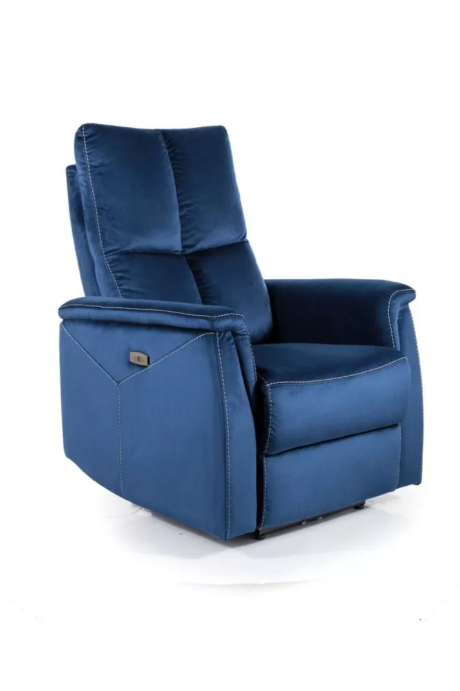 Mīksts krēsls Neptun Velvet Sēdvietas dziļums: 57 cm, Maksimālais dziļums: 160 cm, · Zils · 76 × 94 × 96 cm