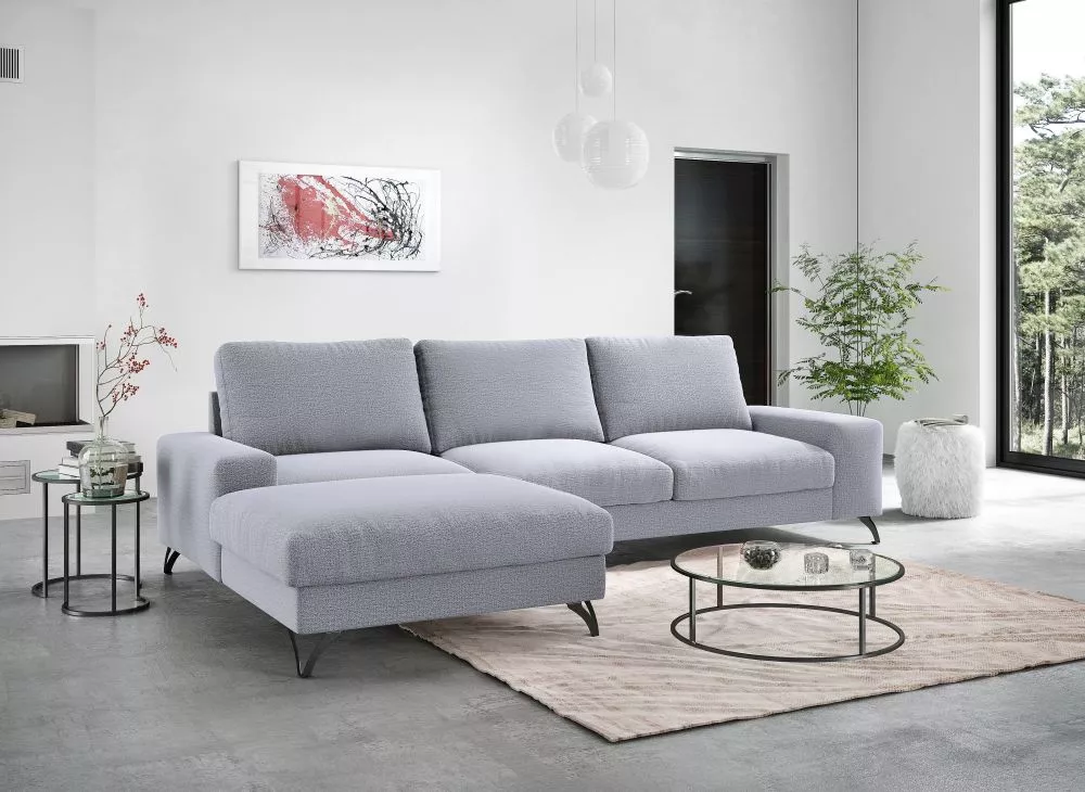 Dīvāns Flavio L Standard · Gaiši pelēks · 179 × 300 × 91 cm