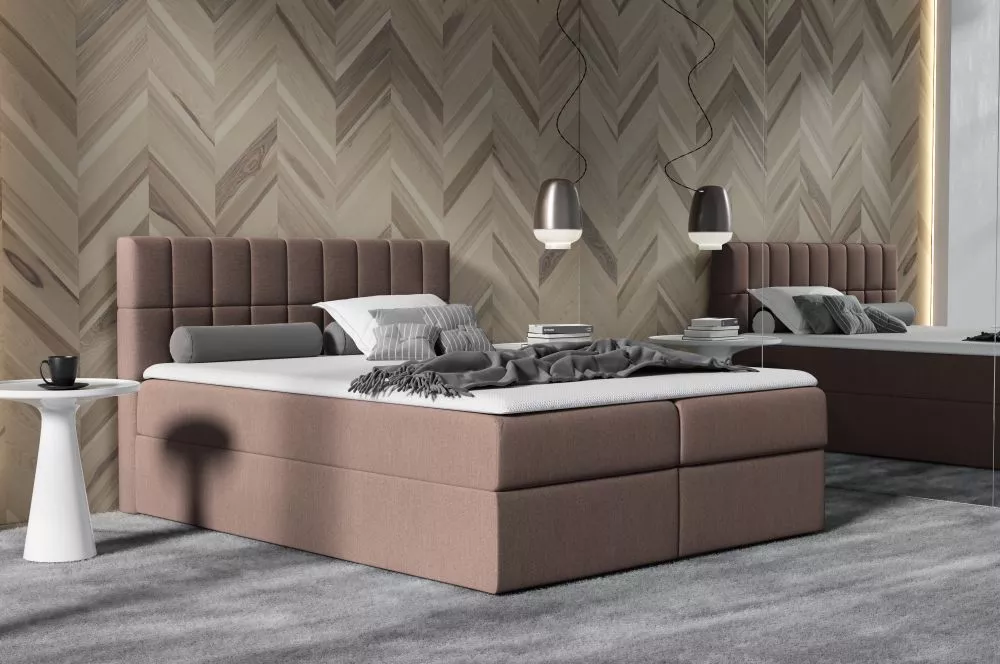 Gulta Kardamon Boxspring Premium Standard Guļamvietas platums: 160 cm, Guļamvietas garums: 200 cm, · Brūns · 164 × 208 ×