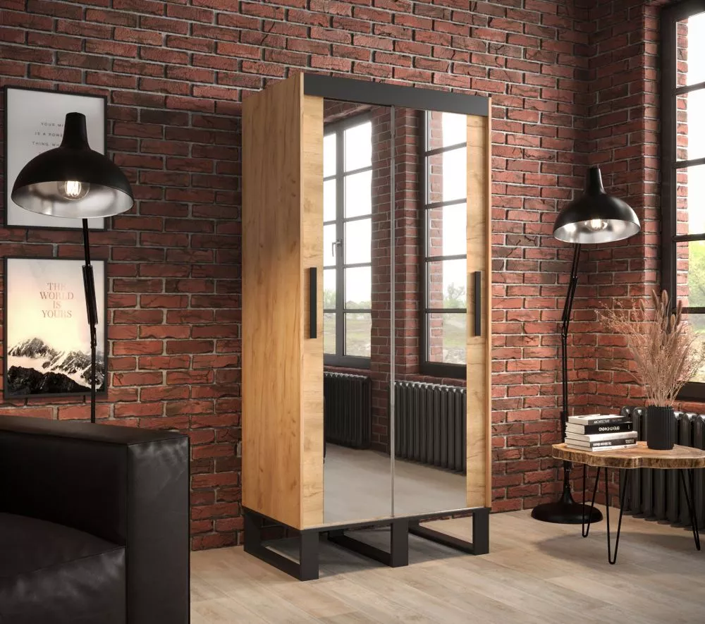 Skapis Loft T3 · Ozols craft zelts · 100 × 62 × 212 cm
