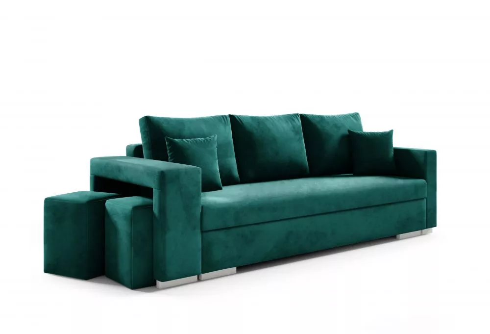 Dīvāns Salsa Premium standard ar pufiem · Zaļš · 85 × 237 × 90 cm