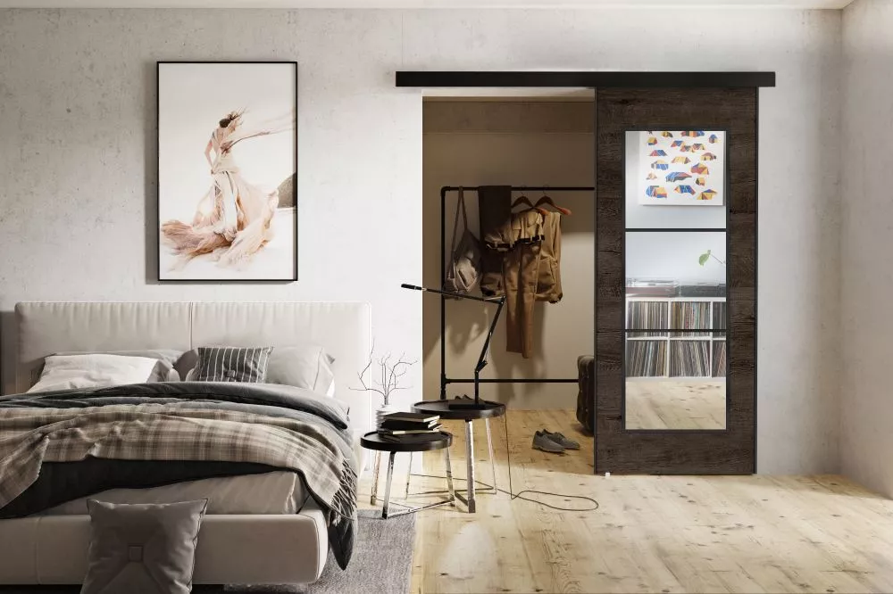 Bīdāmās durvis Tori Mirror · Tumšais osis · 86 × 205 cm
