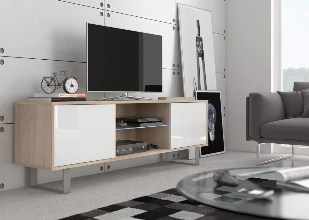 TV tumba King kin 02 · Sonoma + balts spīdums · 160 × 36 × 53 cm