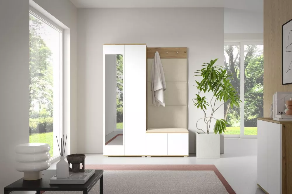 Apavu plaukts Sevilla 1 Trinity Korpusa krāsa: ozols artisan + balts, · 140 × 185 × 40 cm