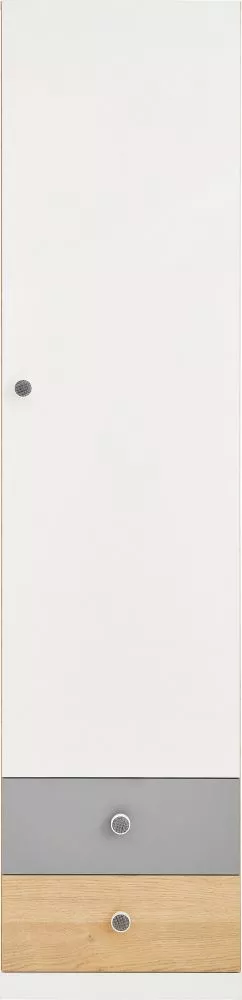 Grāmatu skapis Pixel PX4 Korpusa krāsa: ozols, Elementu krāsa: balts + pelēks, · 45 × 40 × 190 cm