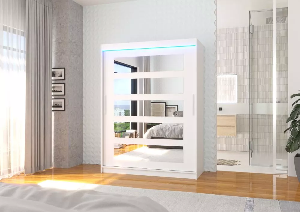 Skapis Murani ar LED · Balts · 150 × 58 × 200 cm