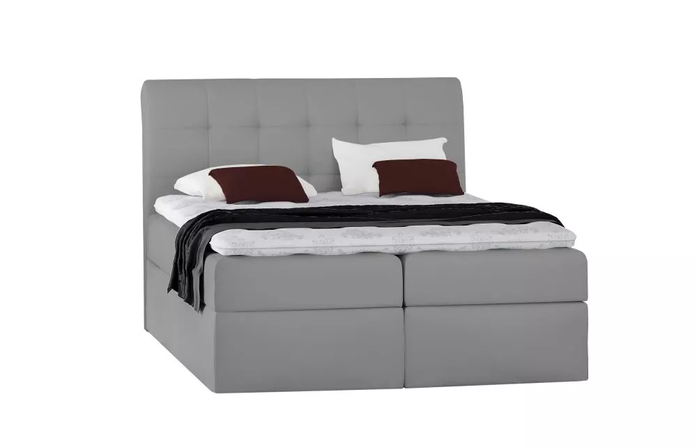 Gulta Boxspring 50 standard Guļamvietas platums: 200 cm, Guļamvietas garums: 200 cm, · Pelēks · 201 × 210 × 130 cm