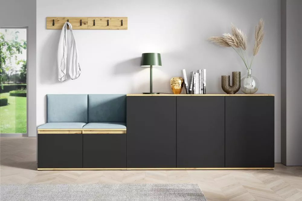 Apavu plaukts Emi 35 Trinity Korpusa krāsa: ozols artisan + melns, · 250 × 88 × 40 cm