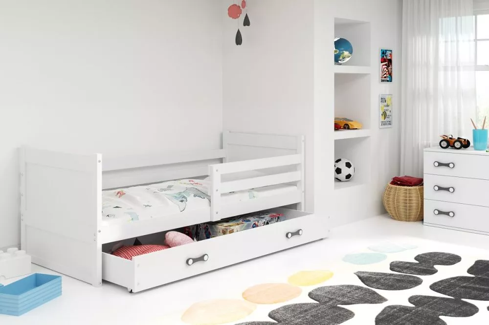 Bērnu gulta Rico Single White ar stelāžu Guļamvietas platums: 80 cm, Guļamvietas garums: 190 cm, · 87 × 195 × 73 cm