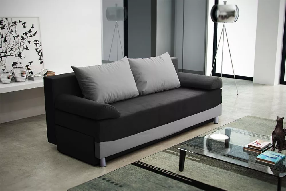 Dīvāns Dakota Standard · Melns + pelēks · 85 × 197 × 76 cm