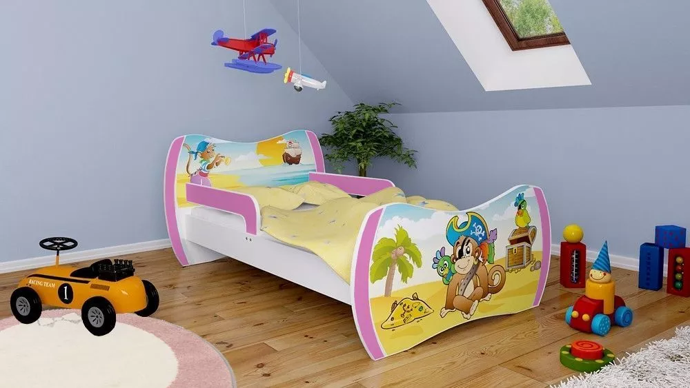 Bērnu gulta Dream L01 140x70 DM26 ar stelāžu Guļamvietas platums: 70 cm, Guļamvietas garums: 140 cm, · 94 × 144 × 71 cm