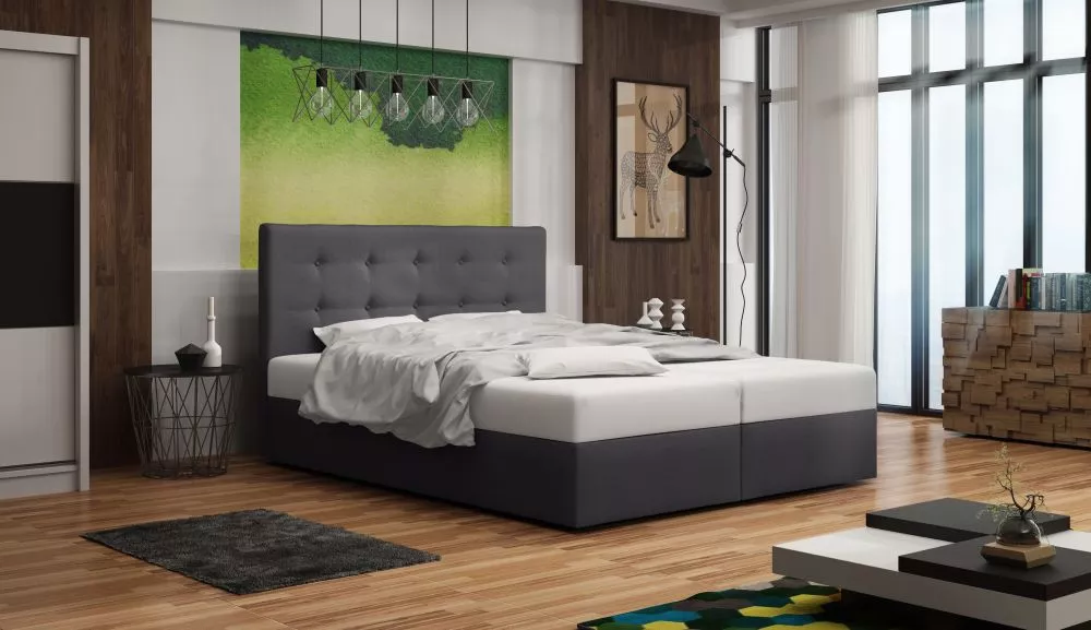 Gulta Duo 1 Boxspring Standard Guļamvietas platums: 180 cm, Guļamvietas garums: 200 cm, · Tumši pelēks · 185 × 208 × 106
