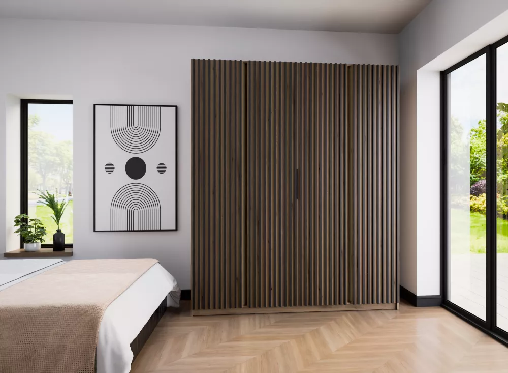 Skapis Kaja 4LAM ar LED · Ozols evoke · 200 × 62 × 239 cm
