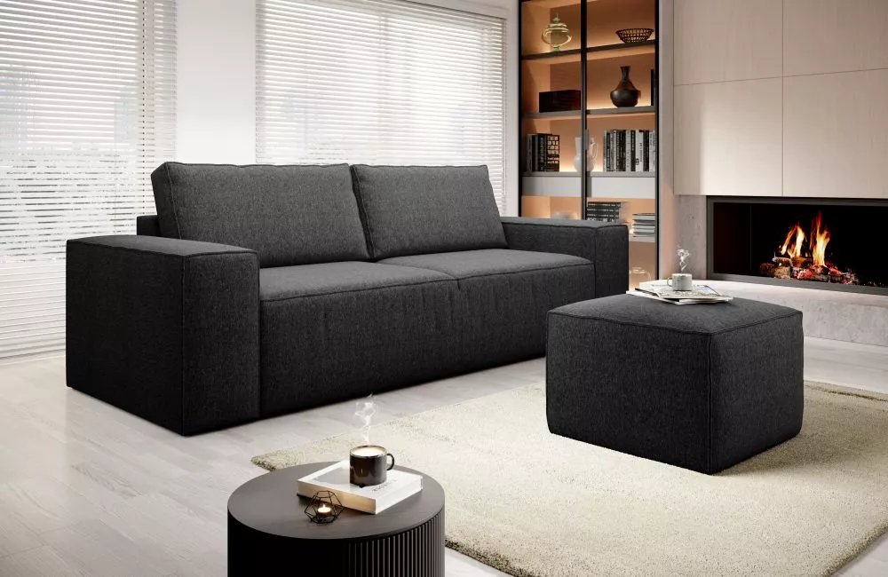 Dīvāns Silla 3S Standard · Melns · 104 × 260 × 96 cm