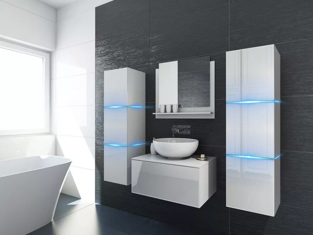 Vannas istabas komplekts Alius 3 ar LED · Balts · 110 × 42 cm