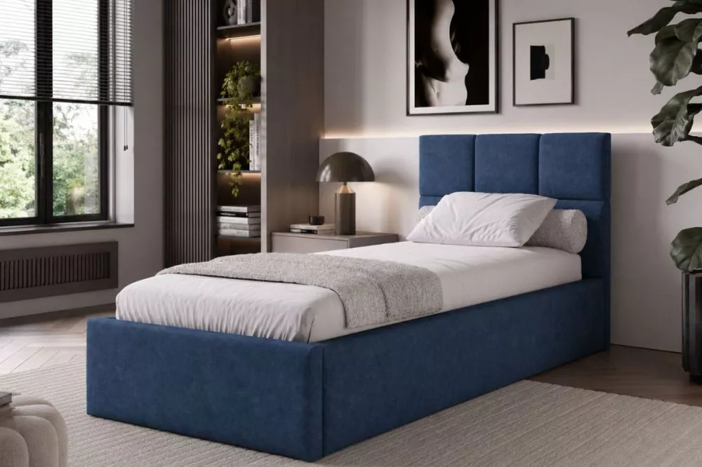 Gulta Azuro S07 Standard ar stelāžu Guļamvietas platums: 100 cm, Guļamvietas garums: 200 cm, · Zils · 114 × 214 × 101 cm