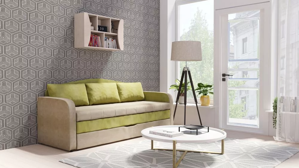 Dīvāns Tenus Sofa Standard · Bēšs + gaiši zaļš · 76 × 208 × 86 cm