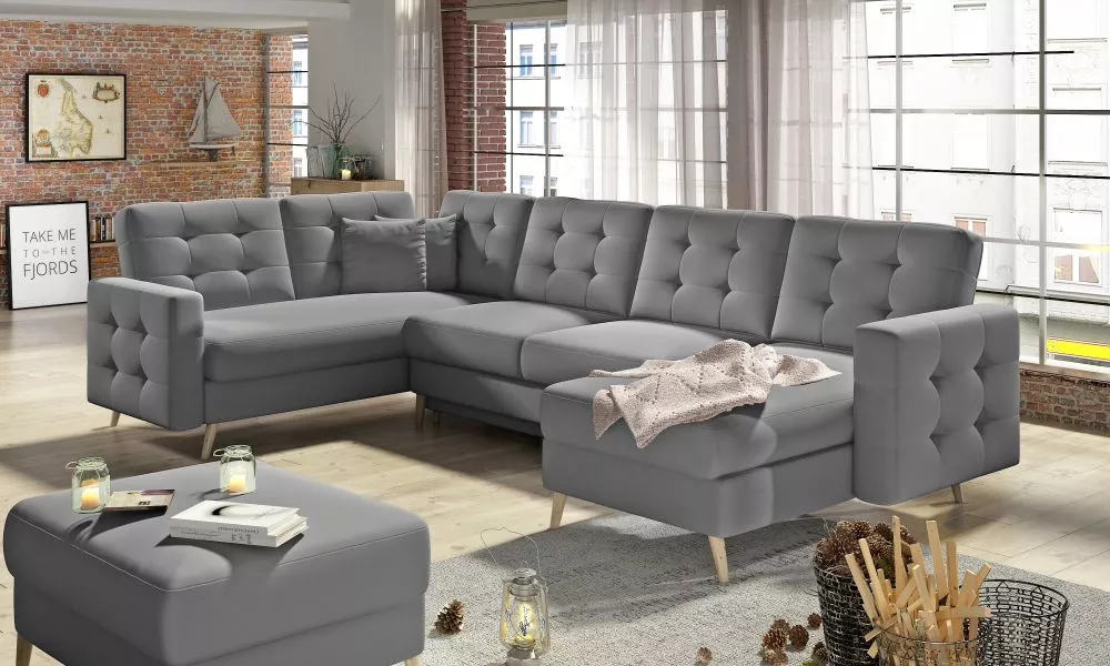 Dīvāns Asgard U Classic standard · Pelēks · 202 × 320 × 90 cm