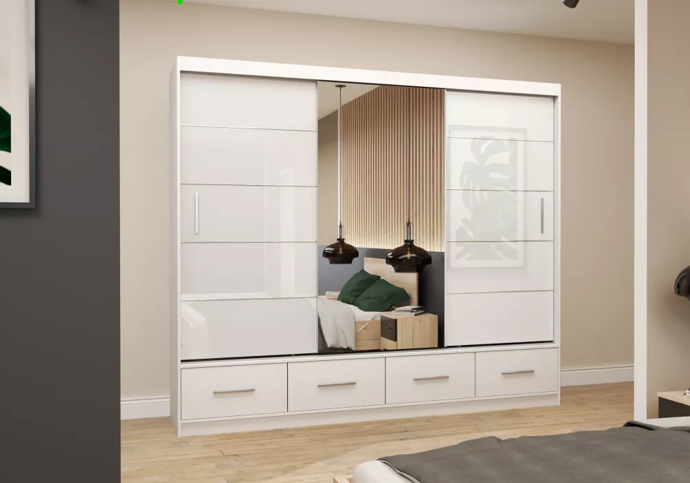 Skapis Florence Gloss · Balts · 250 × 61 × 218 cm