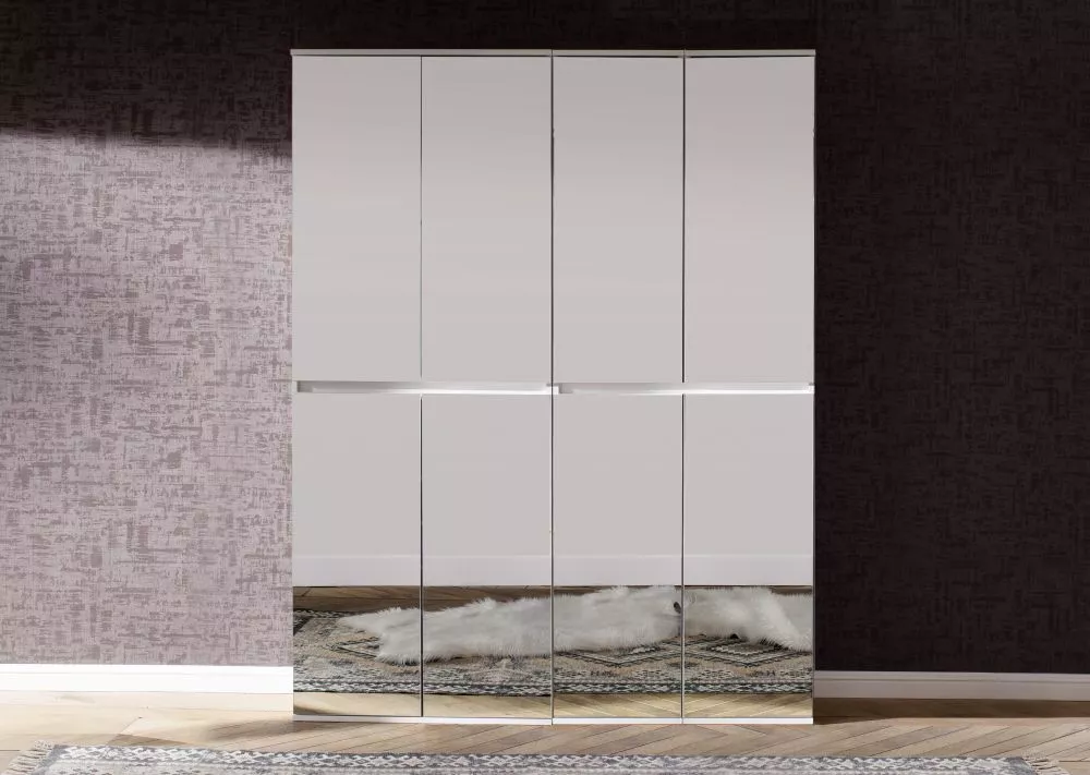 Skapis Mirror 04 · Balts · 148 × 34 × 191 cm