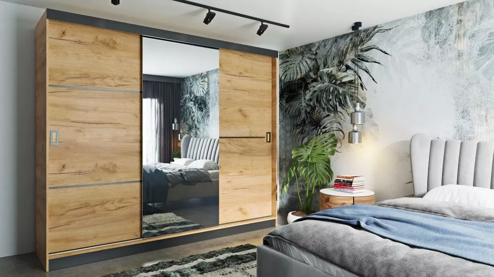 Skapis Retro 2 · Ozols craft zelts · 200 × 60 × 205 cm