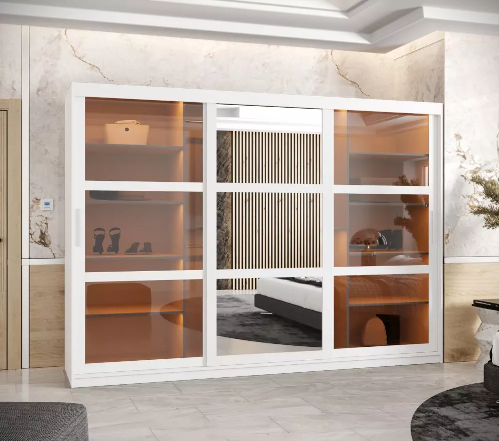 Skapis Dome 2 ar LED · Balts · 250 × 62 × 200 cm