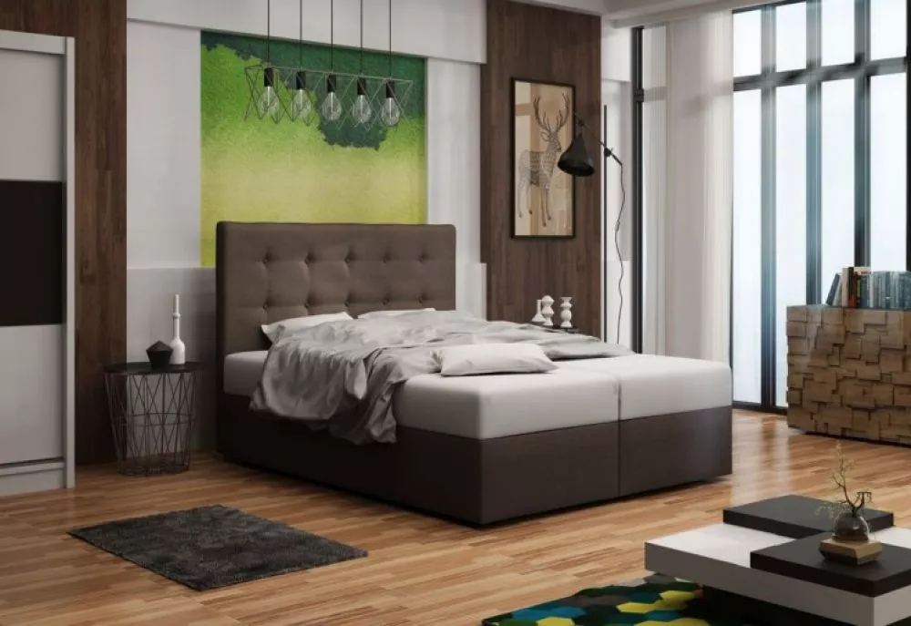 Gulta Duo 1 Boxspring Standard Guļamvietas platums: 180 cm, Guļamvietas garums: 200 cm, · Brūns · 185 × 208 × 106 cm
