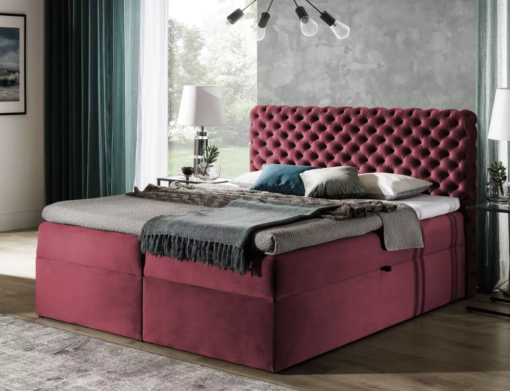 Gulta Chesterfield Boxspring Premium Standard Guļamvietas platums: 120 cm, Guļamvietas garums: 200 cm, · Tumši rozā · 12
