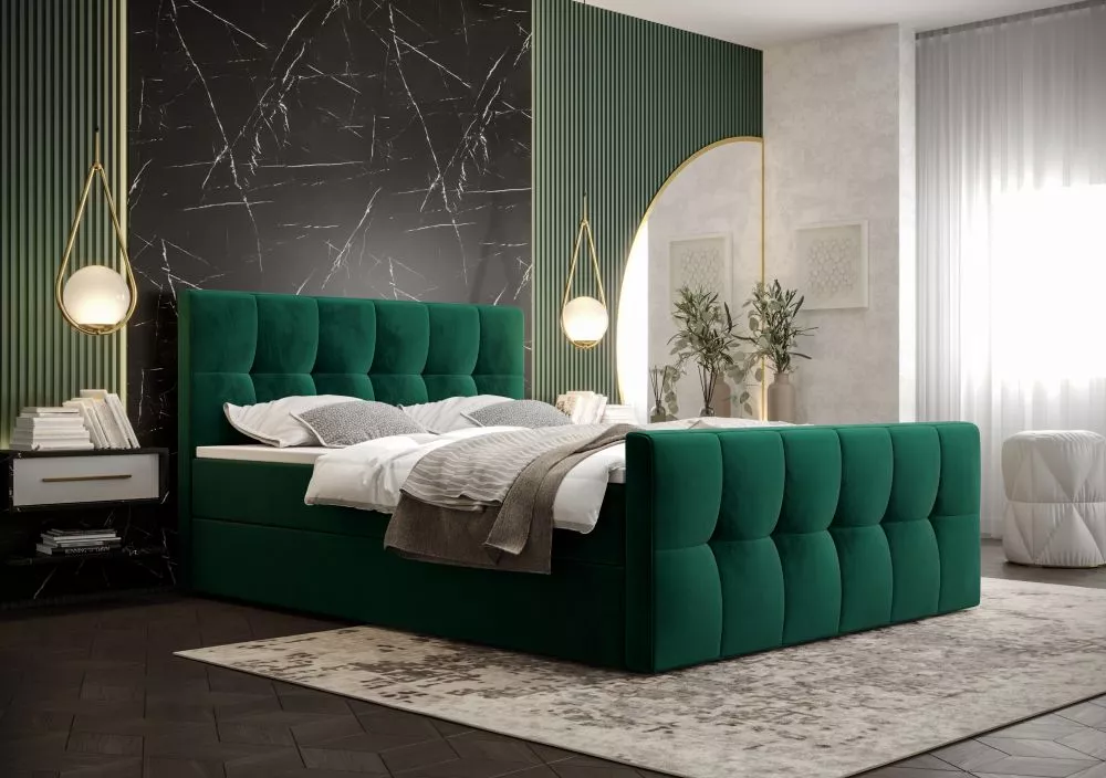 Gulta Manhattan Comfort Boxspring Standard Guļamvietas platums: 90 cm, Guļamvietas garums: 200 cm, · Zaļš · 90 × 218 × 1
