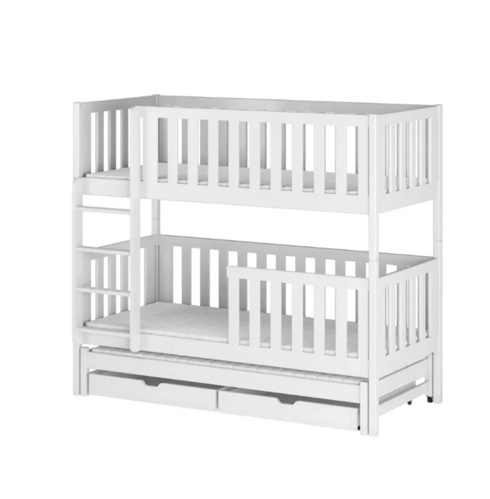 Bērnu gulta Lea ar stelāžam Guļamvietas platums: 90 cm, Guļamvietas garums: 190 cm, · Balts · 97 × 198 × 164 cm