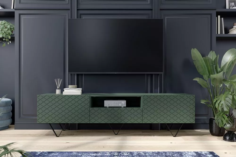 TV tumba Scalia RTV 190 2K1SZ Black · Tumši zaļš · 190 × 42 × 51 cm