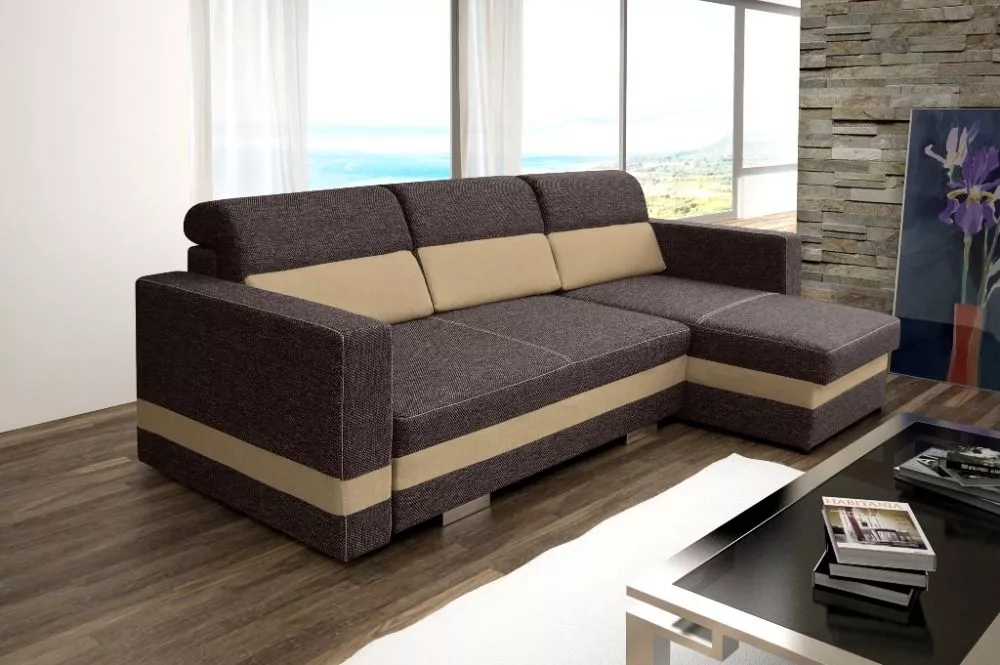Dīvāns R-mini Standard · Tumši brūns + bēšs · 146 × 236 × 91 cm