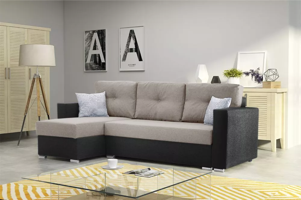 Dīvāns Corner 102 Multi standard · Bēšs + melns · 140 × 230 × 90 cm